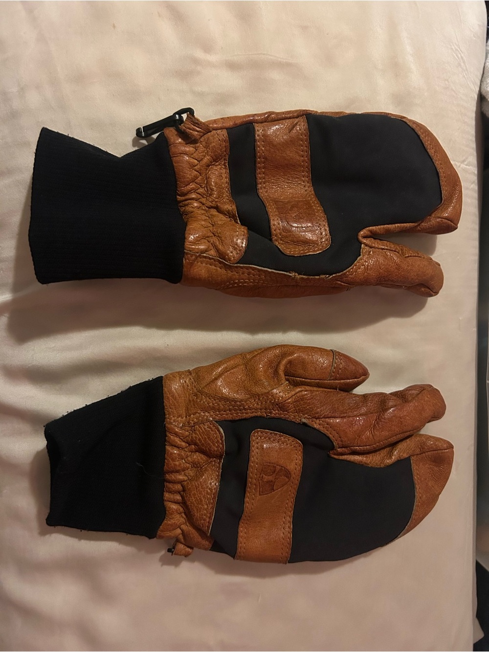 Flylow Brown Leather and Black Fabric Men’s Mittens